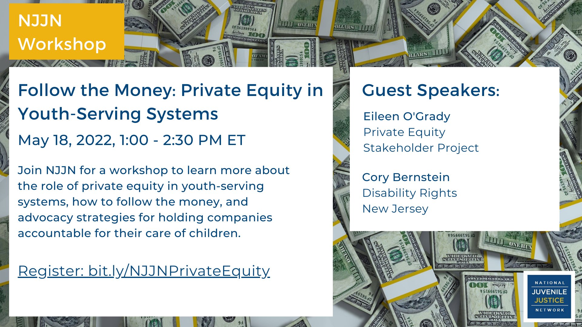 Follow the Money: Private Equity in Youth-Youth-Serving Systems webinar on May 18, 2022
